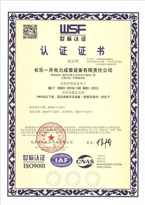 世标认证证书-体系证书